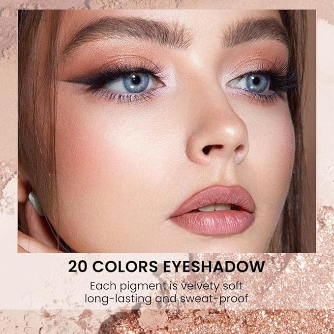 20Colors Nude Pink Brown Basics Matte Eyeshadow Palette,Eye Shadow Travel Makeup Palette all in one Long Lasting Waterproof Ultra-Blendable,Great for Travel Gift Kit