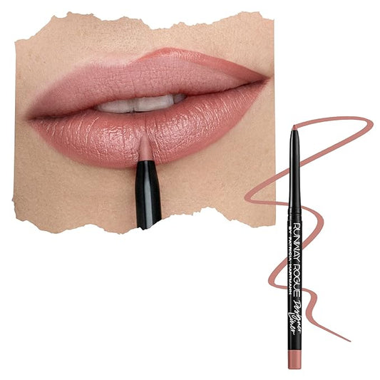 Runway Rogue Designer Liner Lip Pencil, Matte Light Sandy-Beige Lip Liner Pencil and Lip Liner Sharpener, ‘Spotlight’