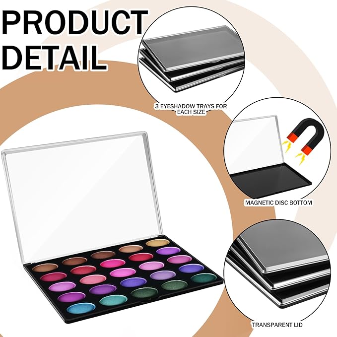 3 Pcs Large Empty Magnetic Eyeshadow Palette Cosmetics