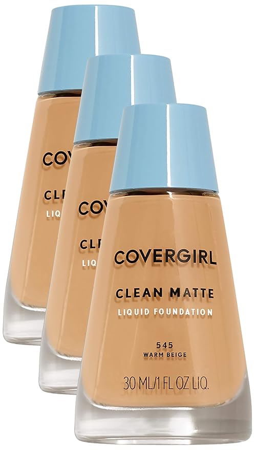 COVERGIRL Clean Matte Liquid Foundation Warm Beige 545, of 3) 1 oz