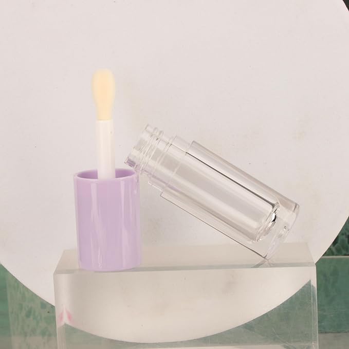 COSIDEA 14pcs Empty 6ml big doe foot wand Chunky lip gloss tubes for DIY lipgloss,Pink round lipgloss containers tubes with thick wand (Purple)