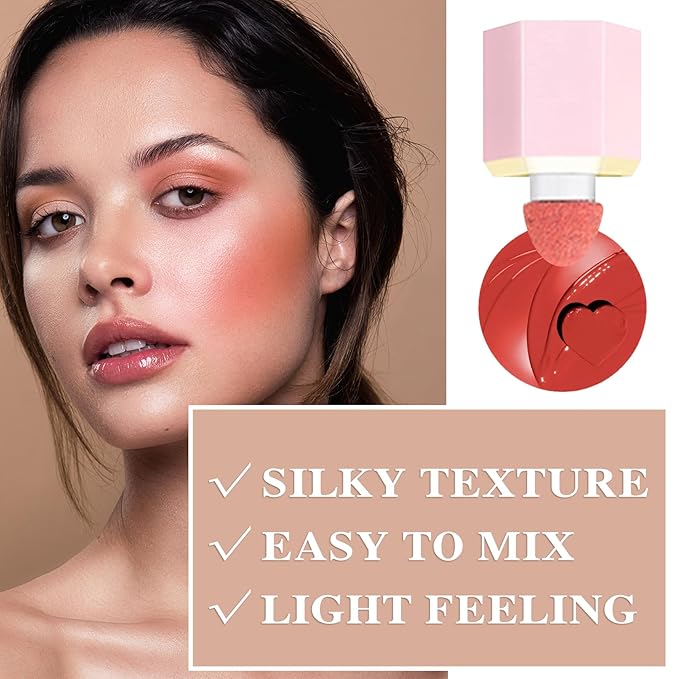 Cream Blush Stick with Brush,Waterproof Multi Cream Blush Skin C3