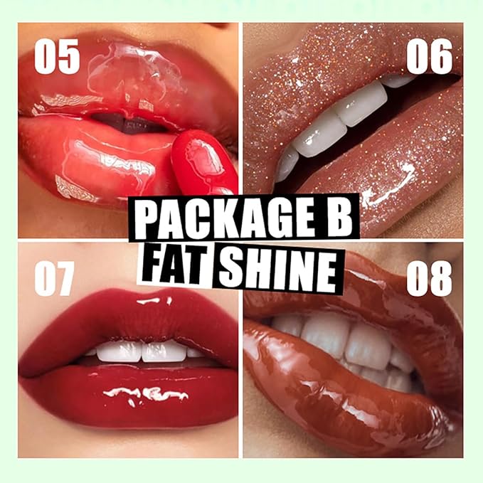 4 Colors Lip Oil Lip Glaze, Hydrating Lip Glow Oil Big Brush Head Shiny Moisturizing Lip Gloss, Long Lasting & Nourishing Non-sticky Fresh Transparent Tinted Plumping Lip Oil - Set B