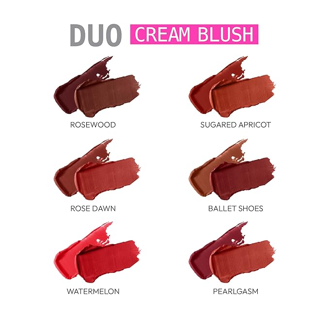 Ruby Kisses Duo Cream Blush, Smooth, Natural-Looking, Long-Lasting Acid (Rosewood)