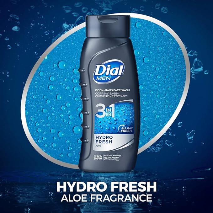 Dial Men Hair + Body Wash, Hydro Fresh, 20 fl oz (Pack of 4)