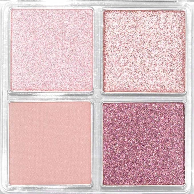 Palladio Eyeshadow Quads Velvety Pigmented Blendable Matte, Metallic & Shimmer Finishes, Creamy Formula, Four Way Quad Eye Shadow Palette, Talc-Free (Girly)