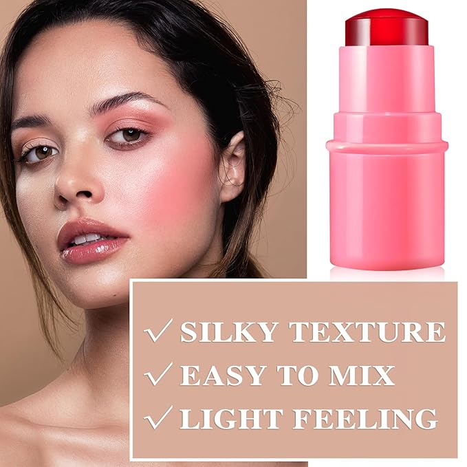 Cream Blush Stick with Brush,Waterproof Multi Cream Blush Skin G3