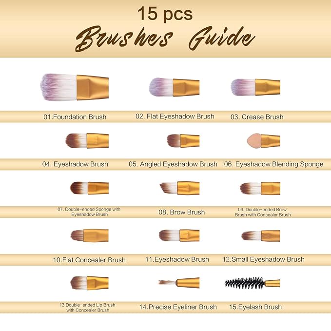 UCANBE Makeup Eyeshadow Palette + 15Pcs Brush Set, Pigmented