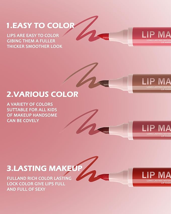 Lip Stain Marker Pen Set-4 Pcs Hydrating Lip