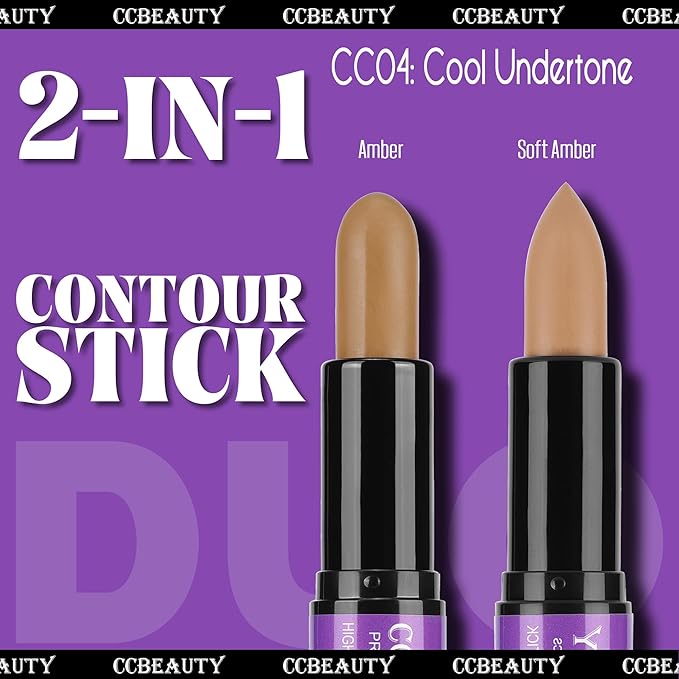 CCbeauty 2-IN-1 Contour Stick Cool Tone, Cream Dual