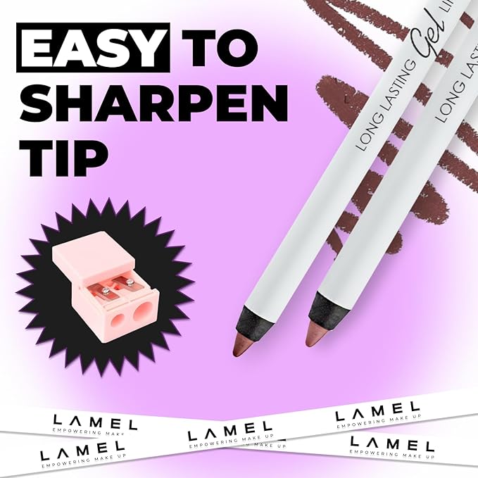 Matte Gel Lip Liner Pencil 5 Pcs Set - Creamy, Sharpenable, Longwear, Waterproof Lip Combo - Intense Brown 414, Berry 404, Chilli 413, Mauve 410 and Spicy Nude 412