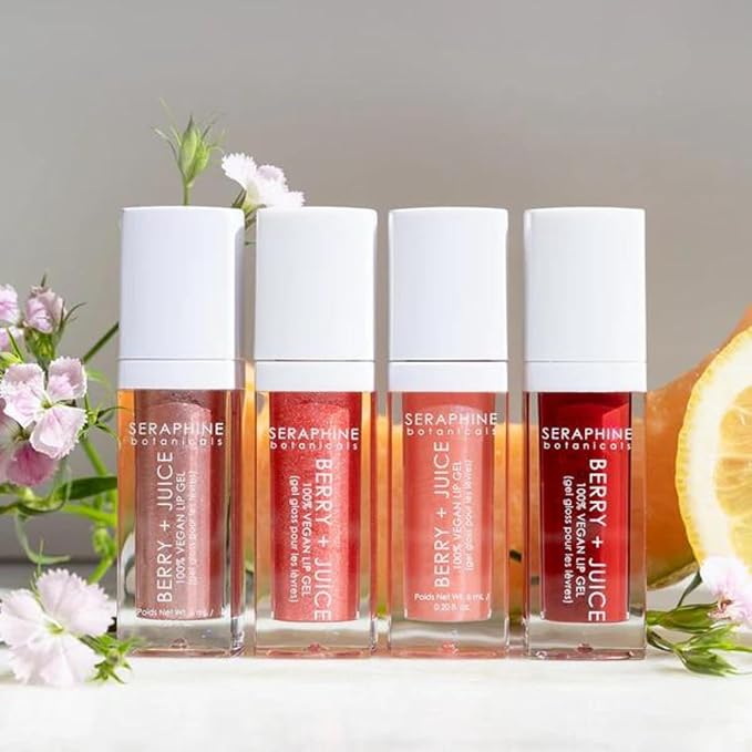 Seraphine Botanicals Berry + Juice - 100% Vegan Lip Gel Tinted Gloss 0.20 fl oz (Rose Currant)