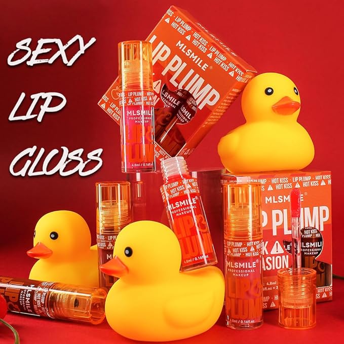 3 Colors Duck Lip Plumper Gloss, Glitter Shine Primer Lip Tint Korean Clear Plumping Lip Gloss, High Pigment No Sticky Sexy Lip Gloss, Lip Plumper Gloss Make Lips Fuller(Set A)