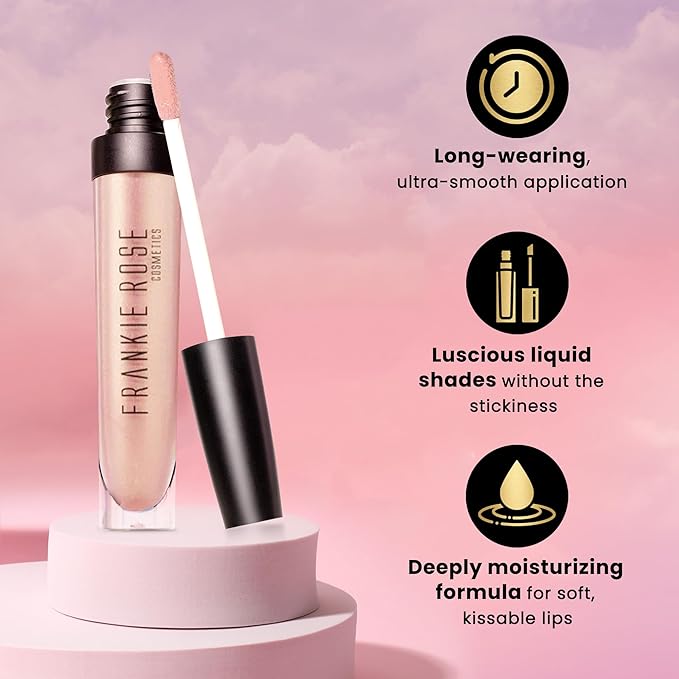 Frankie Rose Cosmetics Lip Gloss | Non-Sticky, Long Lasting, Hydrating Fashionista Shimmer Lip Gloss, 20g