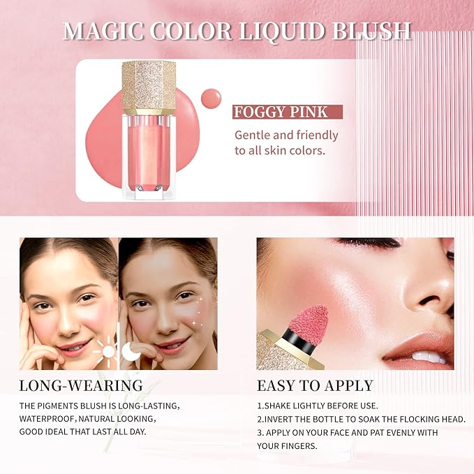 Soft Cream Blush, Liquid Blush for Natural Dewy Foggy Pink