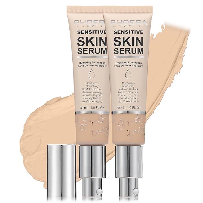 Phoera Foundation Makeup,Flawless Soft Matte Full Coverage with Nude+N02 Nude)