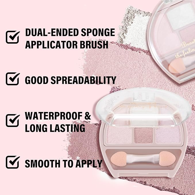 Boobeen 4-Color Makeup Palette, Highly Pigmented Glitter Eyeshadow