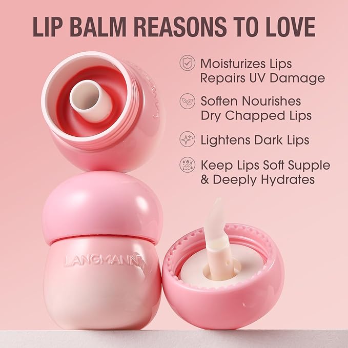 LANGMANNI Pudding Glow Lip Balm | Velvet-Smooth Lip Gloss for Nourished, Glowing Lips | Hydrating, Non-Sticky Glossy Tinted Lip Balm Makeup 0.28 Oz (#3+#4, 2)