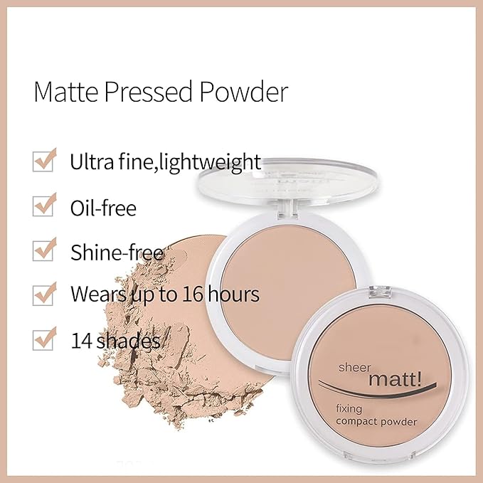MAEPEOR Pressed Powder 8 Colors Oil Control Matte Buff Beige)