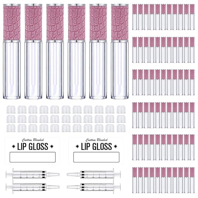 AMORIX 5ml Fish Scales Lip Gloss Tubes with Wand - 72 Pack Empty Containers + 4pcs Syringes for DIY Lip Gloss Balm