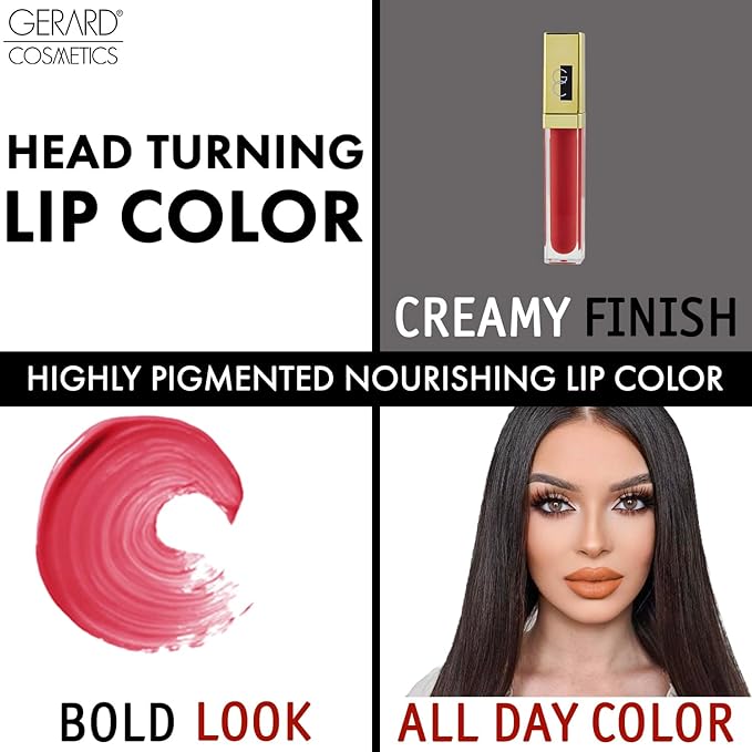 Gerard Cosmetics Color Your Smile Lip Gloss Salmon, Super Pigmented Peach Lip Gloss with LED Light and Mirror, Shiny Finish, Hydrating Liquid Peach Lipstick, Cruelty Free and Made in USA