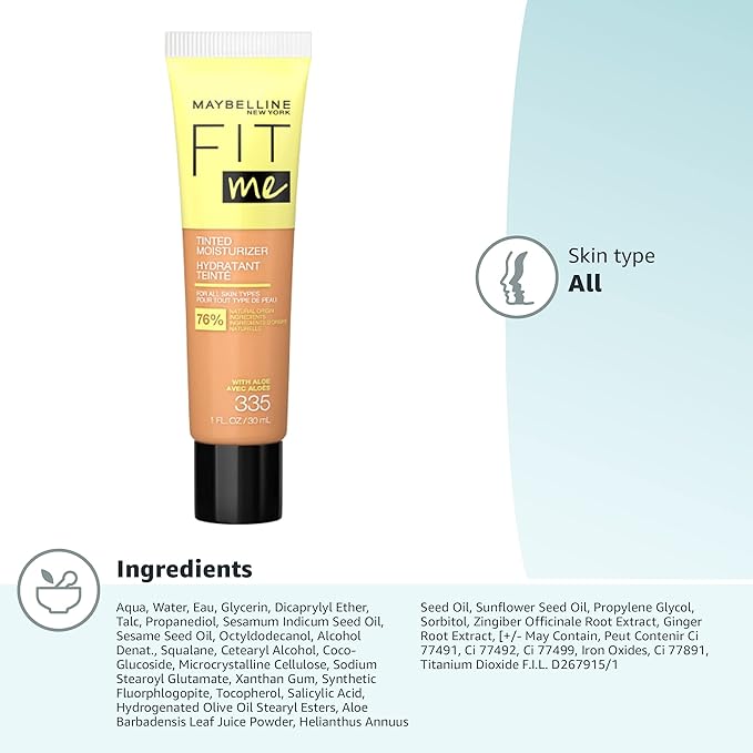 Maybelline Fit Me Tinted Moisturizer, Natural Coverage, Face