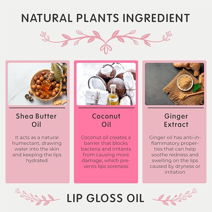 Hydrating Lip Glow Oil - Plumping Lip Oil Gloss Tinted for Lip Care and Dry Lips, Non Sticky & Fresh Texture, Shiny and Moisturizing (Mercury)