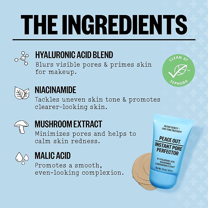 Peace Out Skincare Instant Pore Perfector, Skin Primer Silicone-Free, 0. 8 Oz