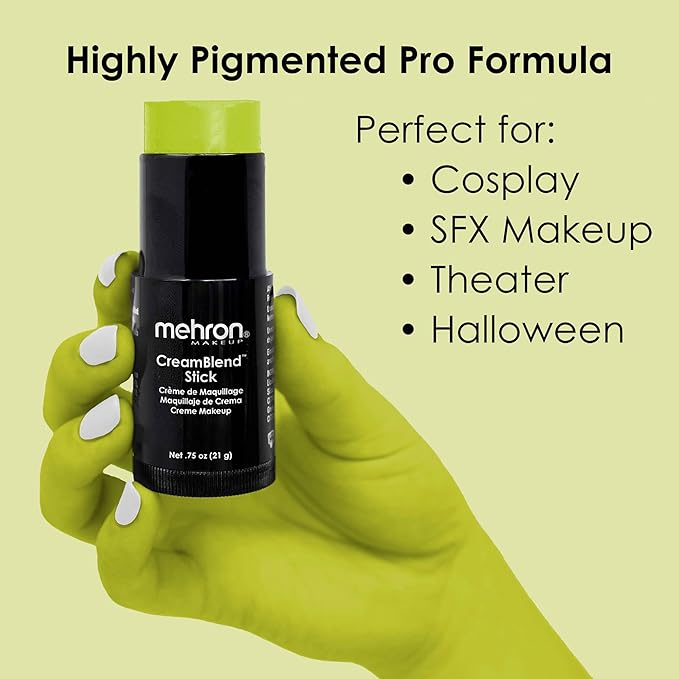 Mehron Makeup CreamBlend Stick | Face Paint, Body (Ogre Green) 75 oz