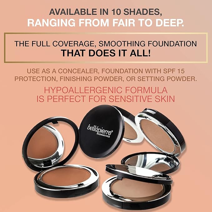 bellapierre Compact Mineral Foundation SPF 15 | Vegan Chocolate Truffle 35 Oz