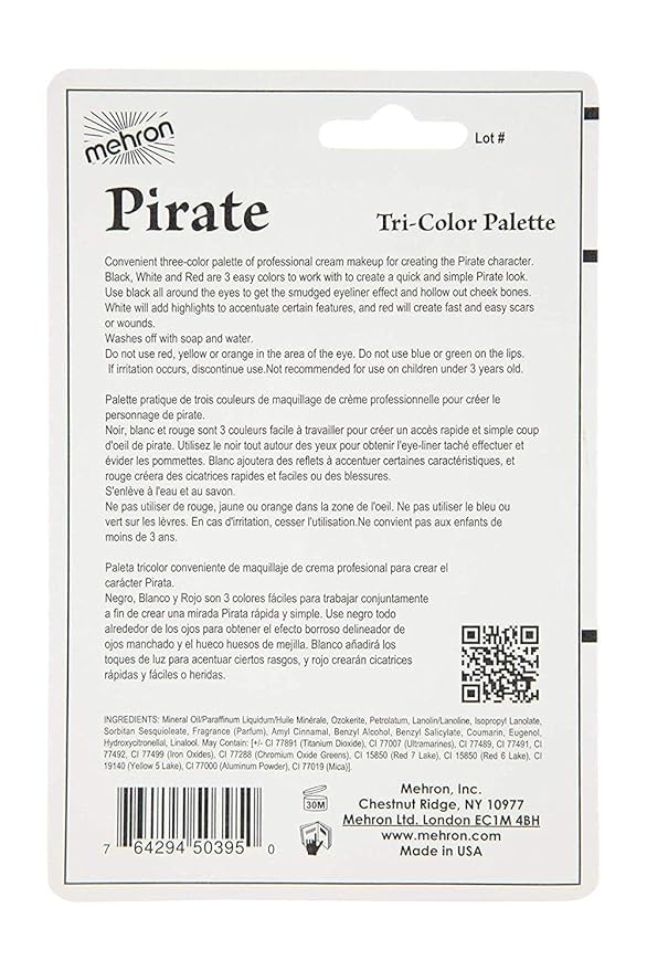 Mehron Makeup Tri-Color Character Makeup Palette | Halloween, 7 oz