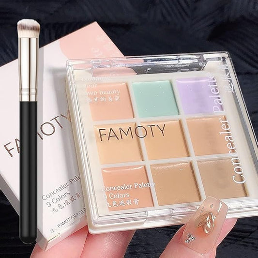 9 Color Correcting Concealer Palette With Concealer Brush, Correcting