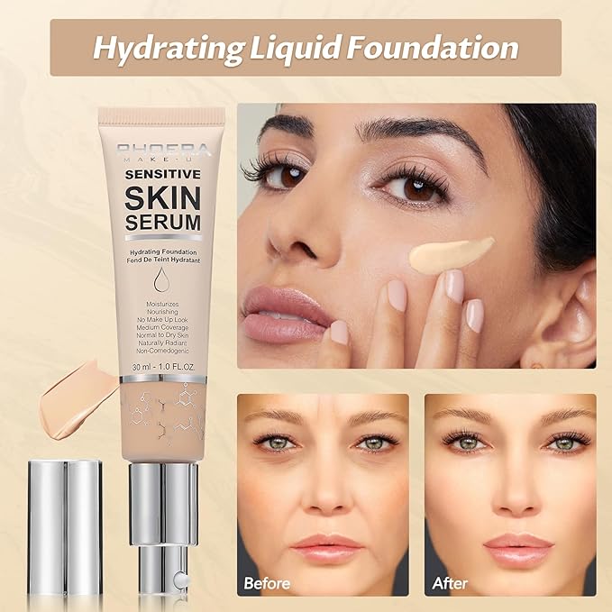 Phoera Foundation Makeup,Flawless Soft Matte Full Coverage with Nude+N02 Nude)