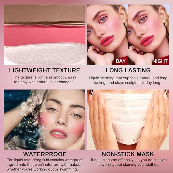 3Pcs Liquid Contour Makeup Trio with Bronzer Shade,