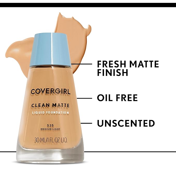 COVERGIRL, Clean Matte Liquid Foundation, Ivory 505, , of 2) 1 oz