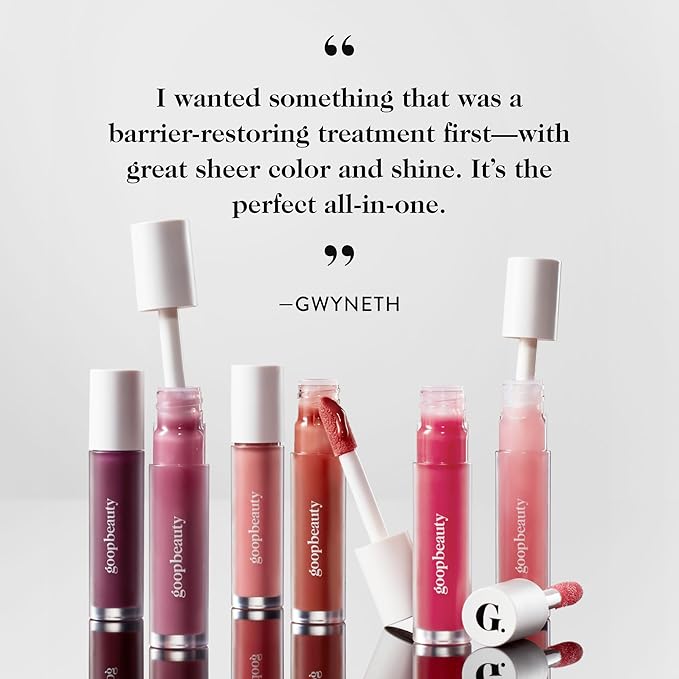 goop Beauty Hydra-Barrier Gel Gloss | Hydrating Lip Gloss to Moisturize & Plump Lips | Hyaluronic Acid & Vitamin E | Fig - Sheer Aubergine | 0.13 oz