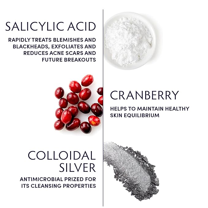 Naturopathica Colloidal Silver and Salicylic Acid Acne Clearing Cleanser, Reduce Blemishes and Acne Scars, Clarifying Face Wash for Men and Women, 5 fl oz