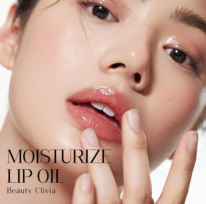 Hydrating Lip oil for women - clear lip gloss oil, Plumping Lip Oil for Dry Lip and Lip Care, Non-Sticky Long Lasting Lip Oil Gloss, Shiny and Moisturizing Transparent Lip Oil Gloss