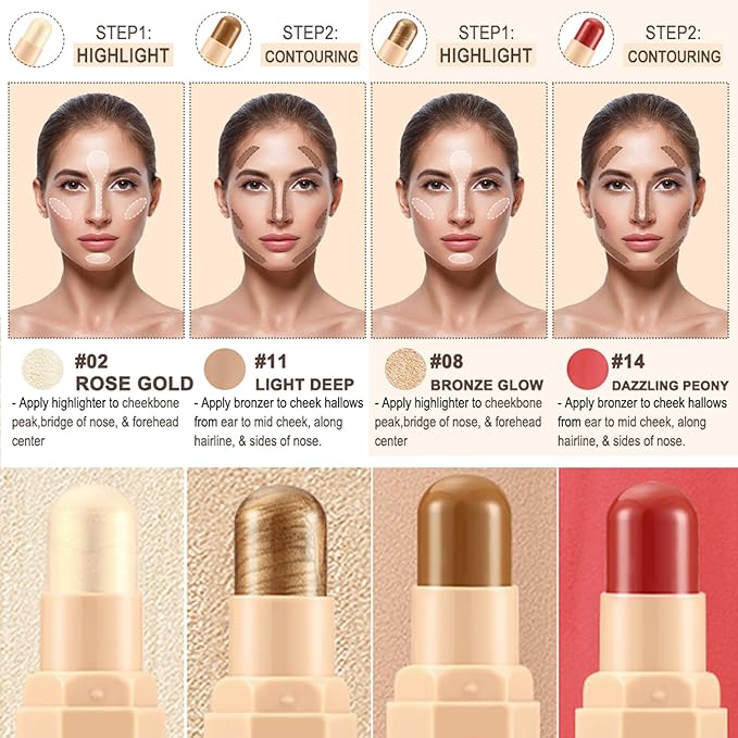 Face Cream Contour Stick Bronzer Stick Highlighter Stick Blush Powder-A2