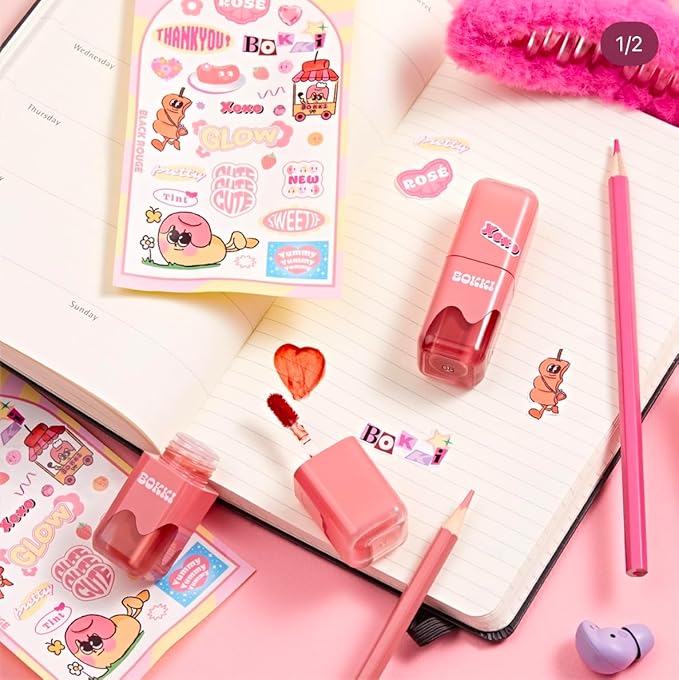 Glow Bokki Glossy Lip Tint, Korean Beauty (GB07 Bacon Pink, 4.1 grams)