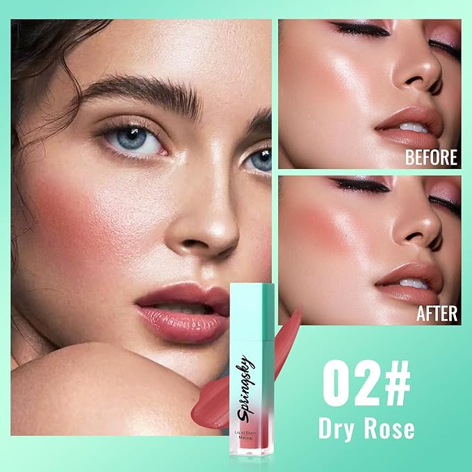 Liquid Blush, Soft Moisturizing Matte Blush, Blendable Face Dry Rose