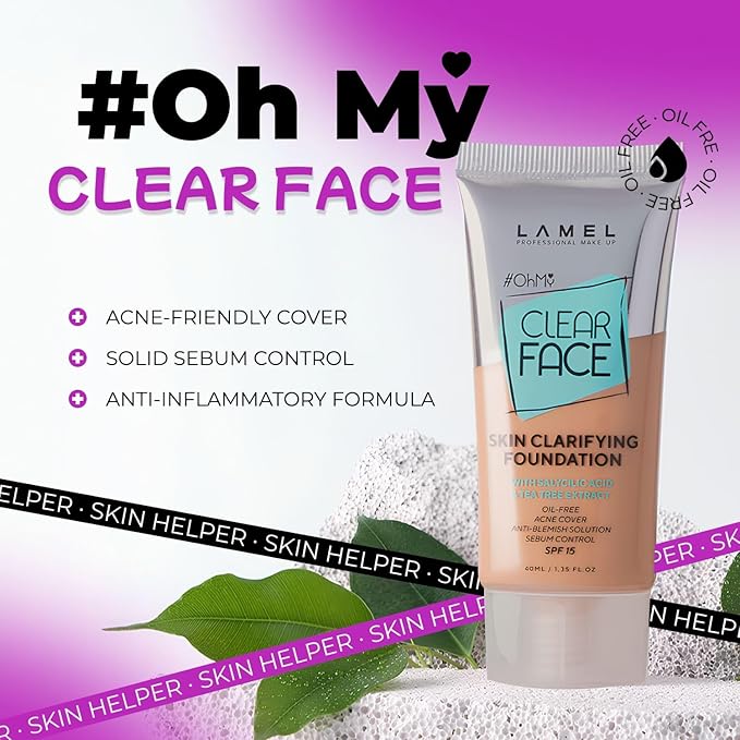 Lamel- Oh my Clear Face Foundation-406 Sand | 40ml