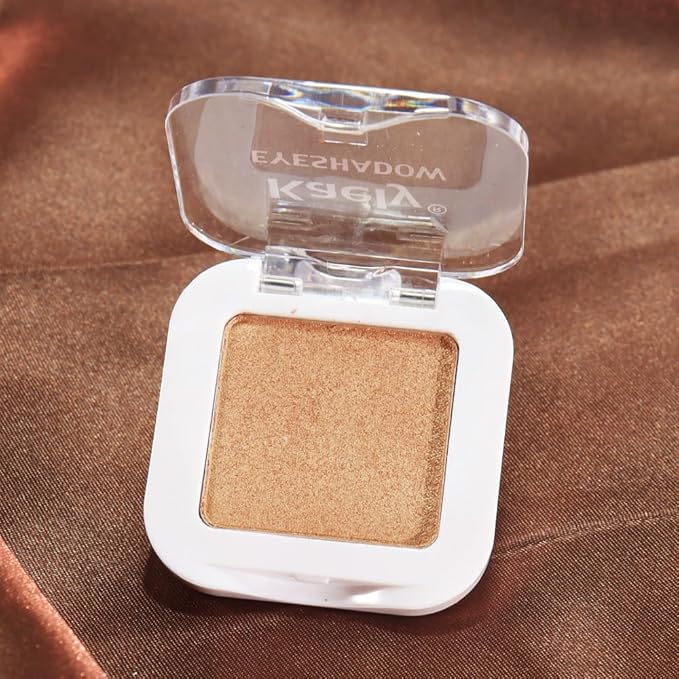 Kaely Pressed Single Eyeshadow Makeup, Golden Shimmer Highly Pigmented Monochrome Eye Shadow Palette, Waterproof Neutral Powde Mini Eyeshadow, sombras para ojos, Lightweight Blendable, 06