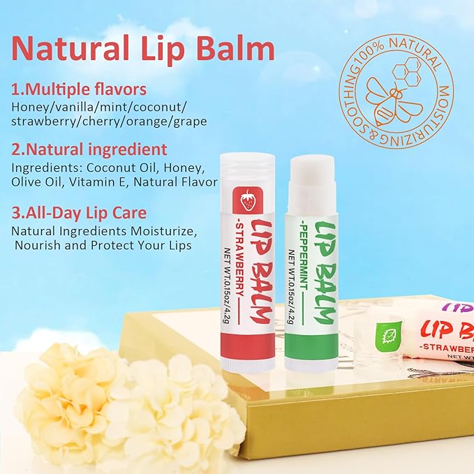 16 Pack Lip Balm, Natural Lip