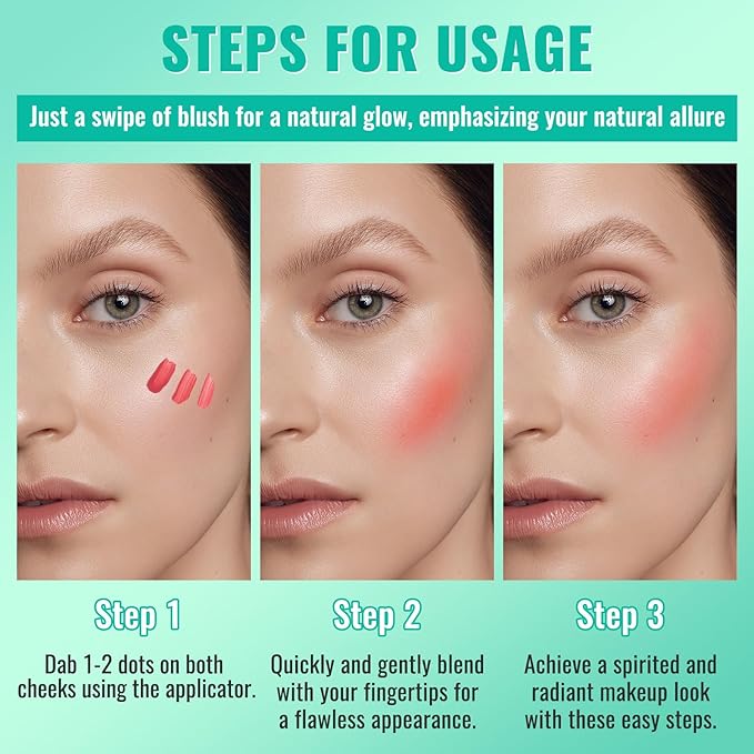 Liquid Blush, Soft Moisturizing Matte Blush, Blendable Face Coral Peach