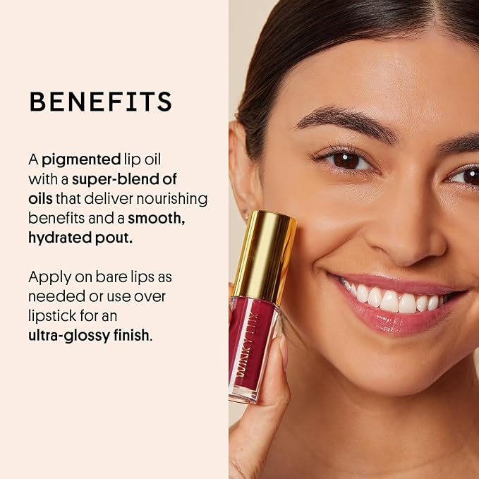 Winky Lux Very There Lip Oil, Hydrating Berry Tint with Jojoba Oil, Non-Sticky Glossy Lip Oil, Tinted Red Gloss for Juicy Lip, Berry