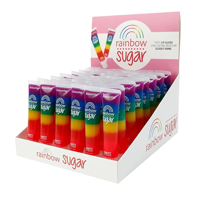 STUDIO LIMITED Instant Fab Crystal Shiny Rainbow Lip Gloss Long Lasting Ultra Hydrating Plumping Lip Gloss for women girls Value Pack 14ml/ 0.47oz (Rainbow, 48 Pcs)