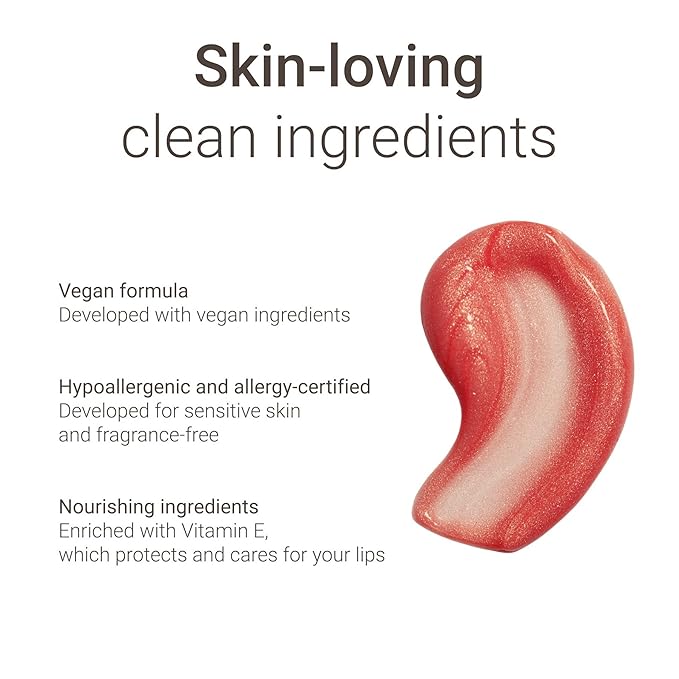 Lipglace - Hypoallergenic Vegan Lip Gloss - Fragrance Free & Allergy Certified - Non Sticky & Moisturizing Lipgloss - Anti-Aging Hydrating Lipgloss (90's Vibe, 3,5 g)
