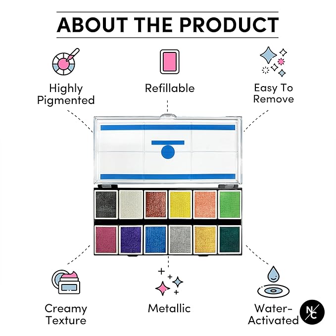 Metallic 12-Color Palette - Luxurious Water-Activated Makeup