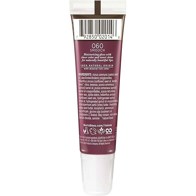 Burt's Bees 100% Natural Origin Moisturizing Lip Shine, Smooch - 1 Tube